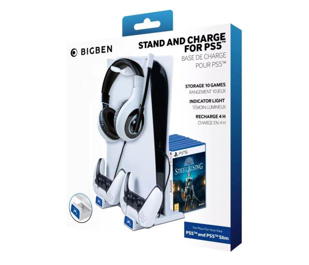 BigBen PS5/PS5 Slim Podstawka na konsolę z ładowarką do DualSense - 1258457 - zdjęcie
